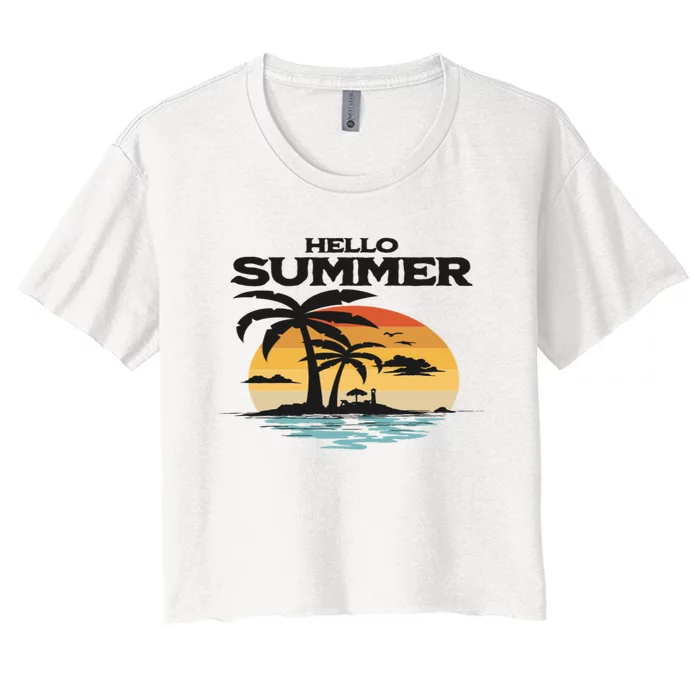 Hello Summer Women's Crop Top Tee