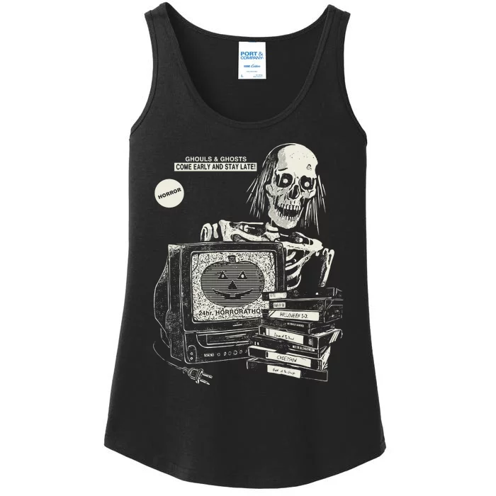 Horrorathon Skeleton Halloween Gift Ladies Essential Tank