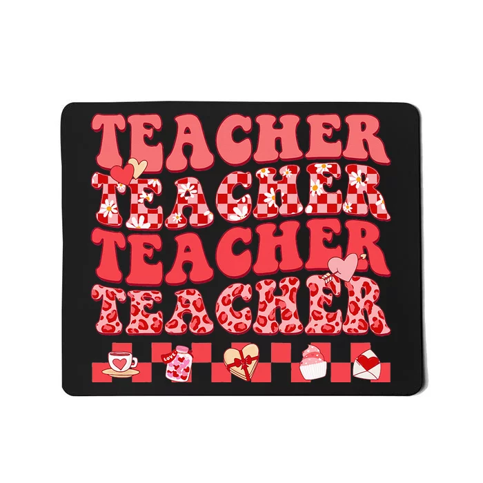 Hippie Sweet Heart Teacher funny Valentine's Day Mousepad