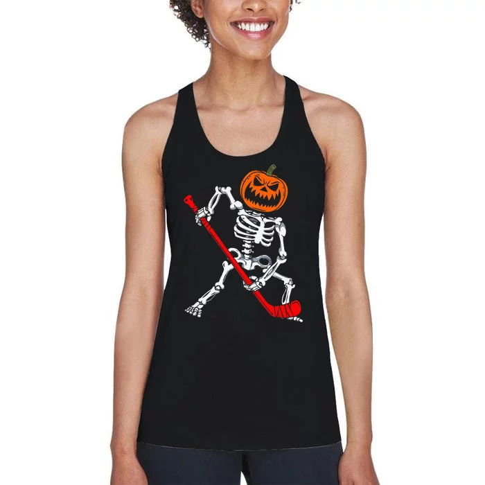 Halloween Skeleton Hockey Mask Spooky Ice Hockey Gear Women's Racerback Tank