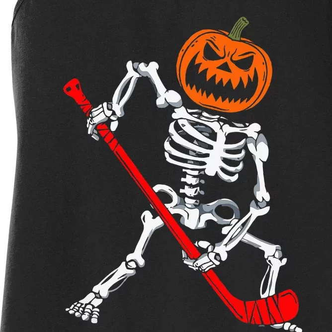 Halloween Skeleton Hockey Mask Spooky Ice Hockey Gear Women's Racerback Tank