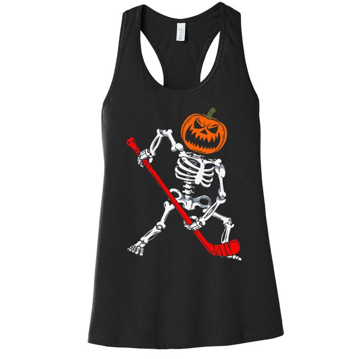 Halloween Skeleton Hockey Mask Spooky Ice Hockey Gear Women's Racerback Tank