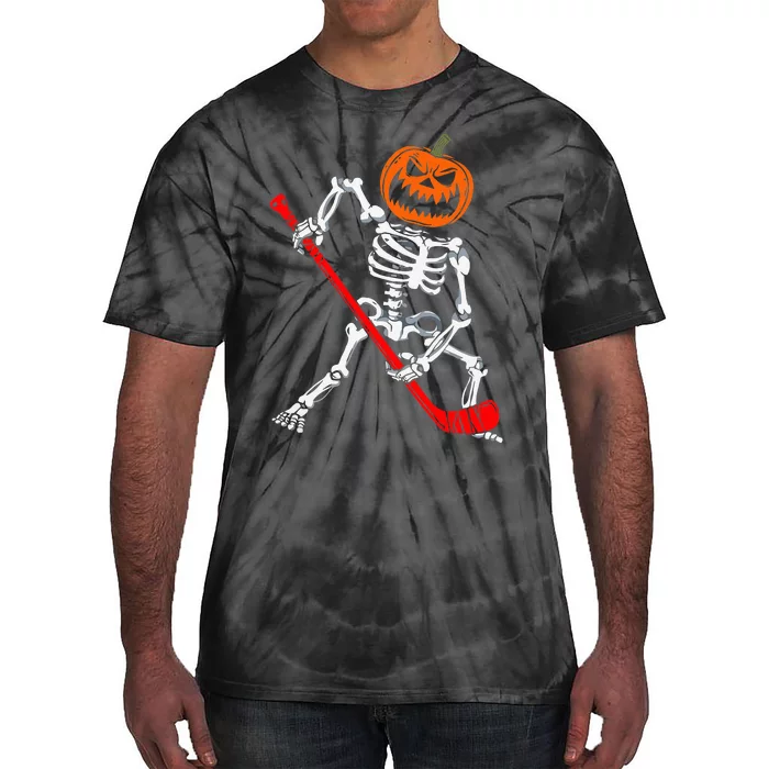 Halloween Skeleton Hockey Mask Spooky Ice Hockey Gear Tie-Dye T-Shirt