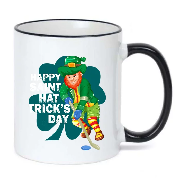 Happy St Hat Tricks Day Leprechaun Ice Hockey Coach Player Gift Black Color Changing Mug