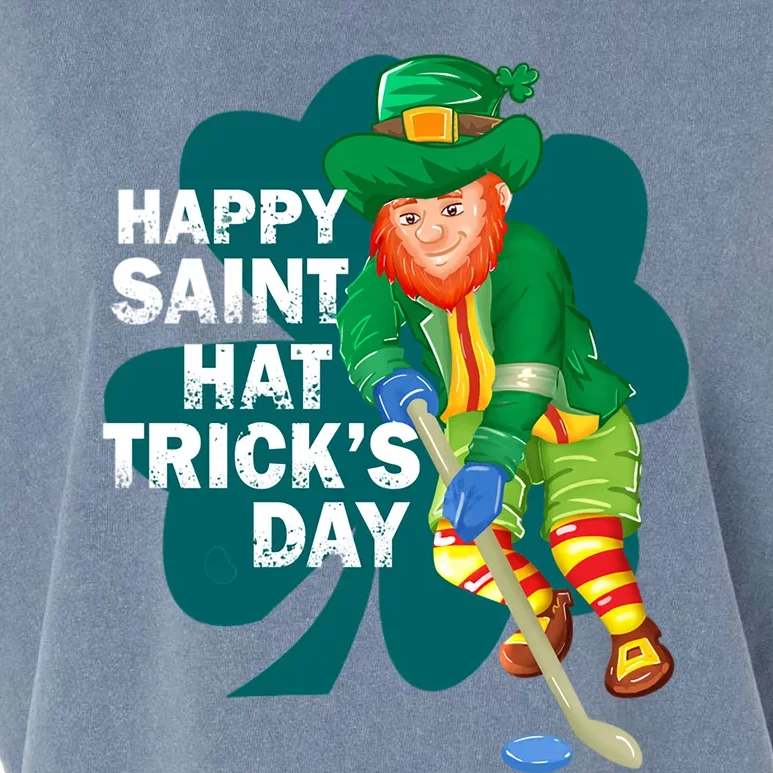 Happy St Hat Tricks Day Leprechaun Ice Hockey Coach Player Gift Garment-Dyed Women's Muscle Tee