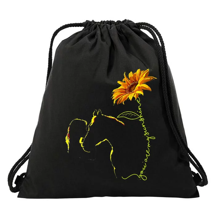 Horse Sunflower Horseback Riding Equestrian Horse Lover Drawstring Bag