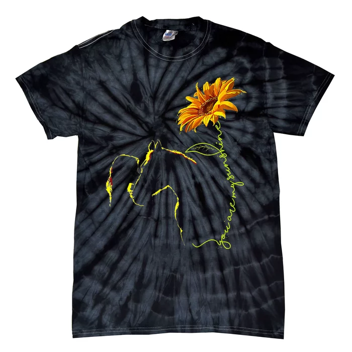 Horse Sunflower Horseback Riding Equestrian Horse Lover Tie-Dye T-Shirt