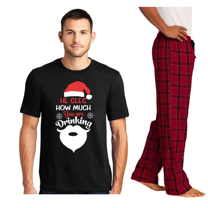 He Sees How Much You're Ing Santa Claus Xmas Gift Pajama Set