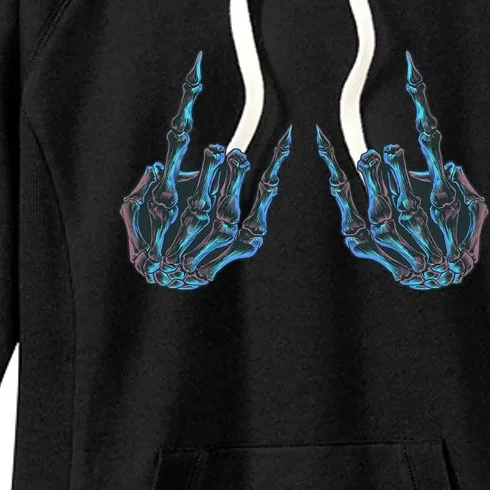 Halloween Skeleton Hands Rock On Band Tees Rock And Roll Gift Women's Fleece Hoodie