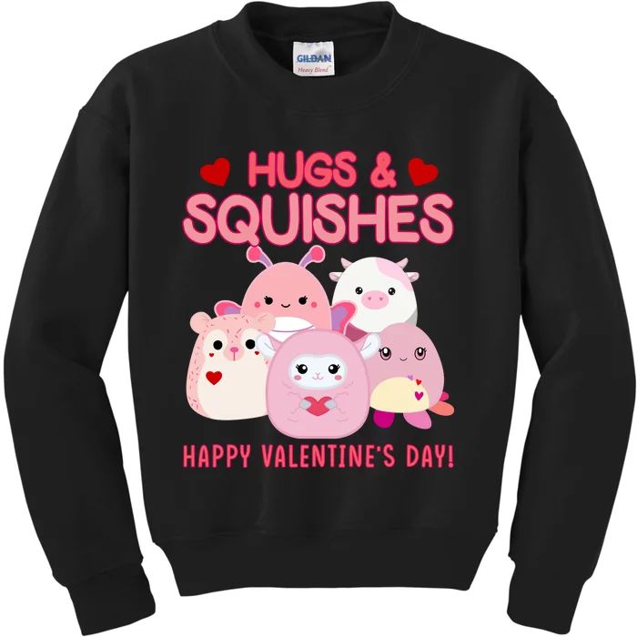 Hugs & Squishes Happy ValentineS Day Cute Squish!Mallow Valentine Kids Sweatshirt