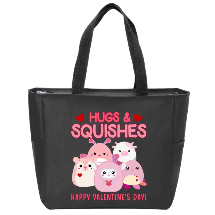 Hugs & Squishes Happy ValentineS Day Cute Squish!Mallow Valentine Zip Tote Bag