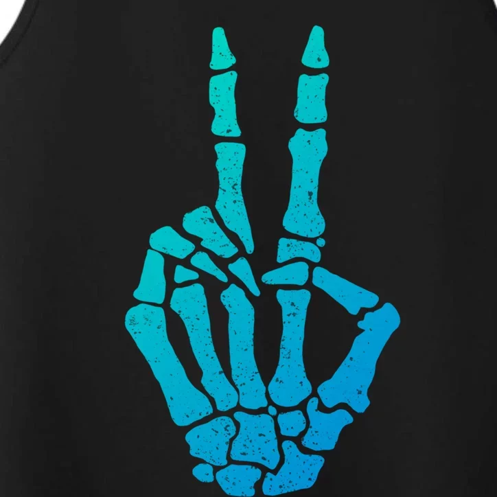 Halloween Skeleton Hand Peace Sign Funny Costume Gift Performance Tank