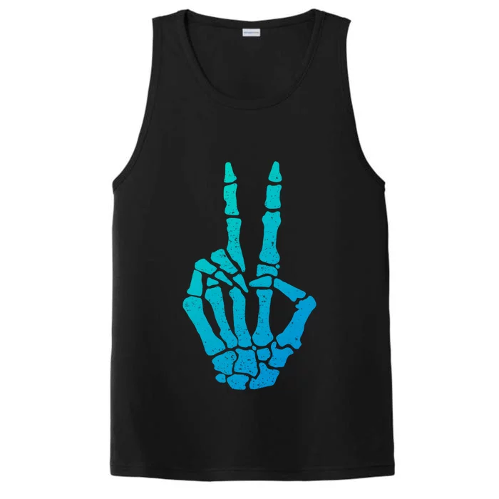 Halloween Skeleton Hand Peace Sign Funny Costume Gift Performance Tank