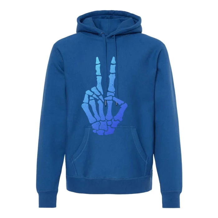 Halloween Skeleton Hand Peace Sign Funny Costume Gift Premium Hoodie