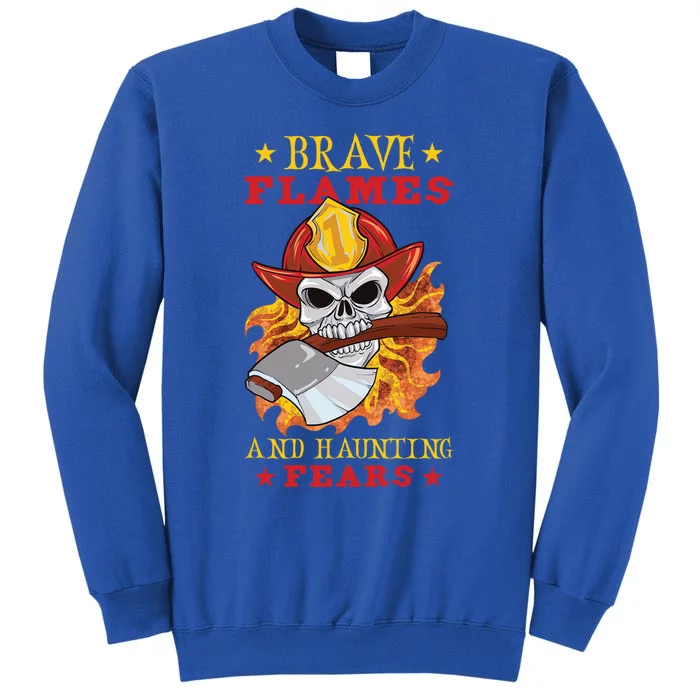 Horror Spooky Halloween Firefighter Firefighting Rescue Funny Gift Tall Sweatshirt