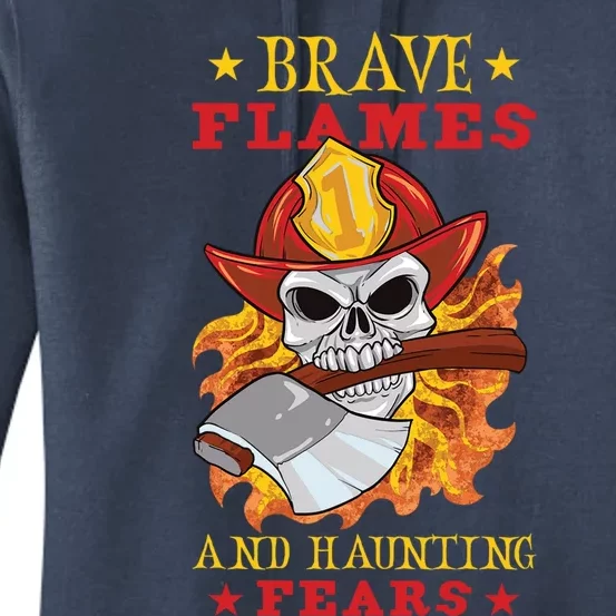 Horror Spooky Halloween Firefighter Firefighting Rescue Funny Gift Women's Pullover Hoodie