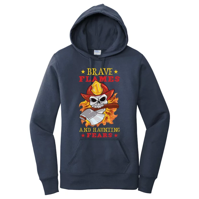 Horror Spooky Halloween Firefighter Firefighting Rescue Funny Gift Women's Pullover Hoodie