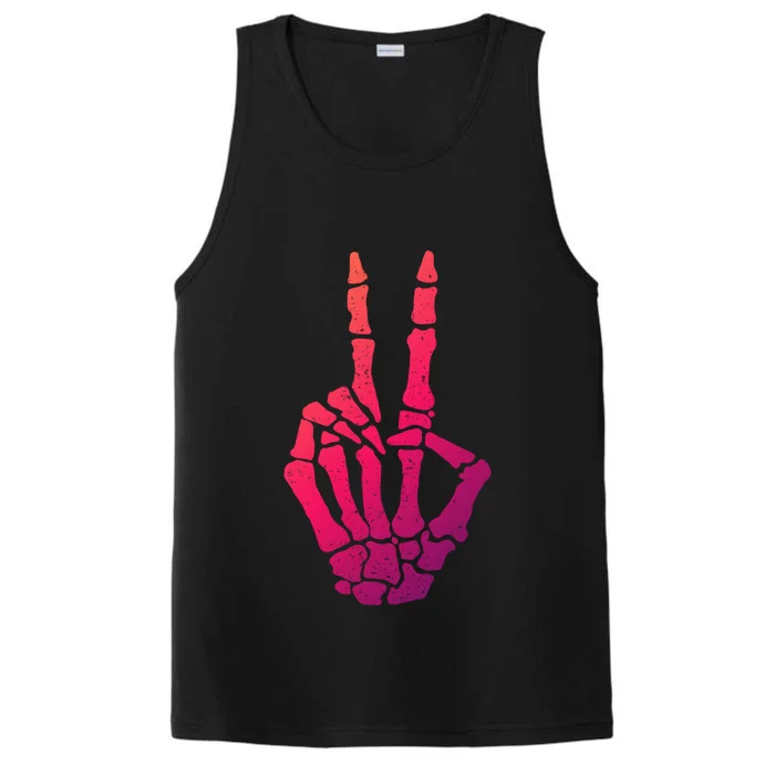 Halloween Skeleton Hand Peace Sign Funny Costume Gift Performance Tank