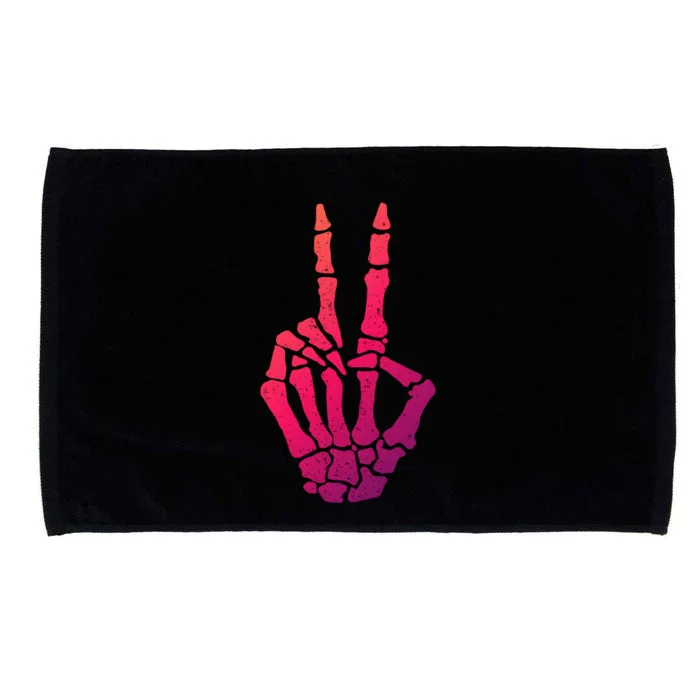 Halloween Skeleton Hand Peace Sign Funny Costume Gift Microfiber Hand Towel