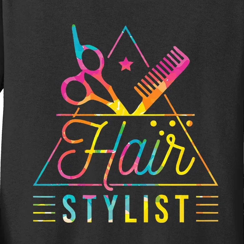 Hair Stylist Hair Stylist And Hair Styling Kids Long Sleeve Shirt