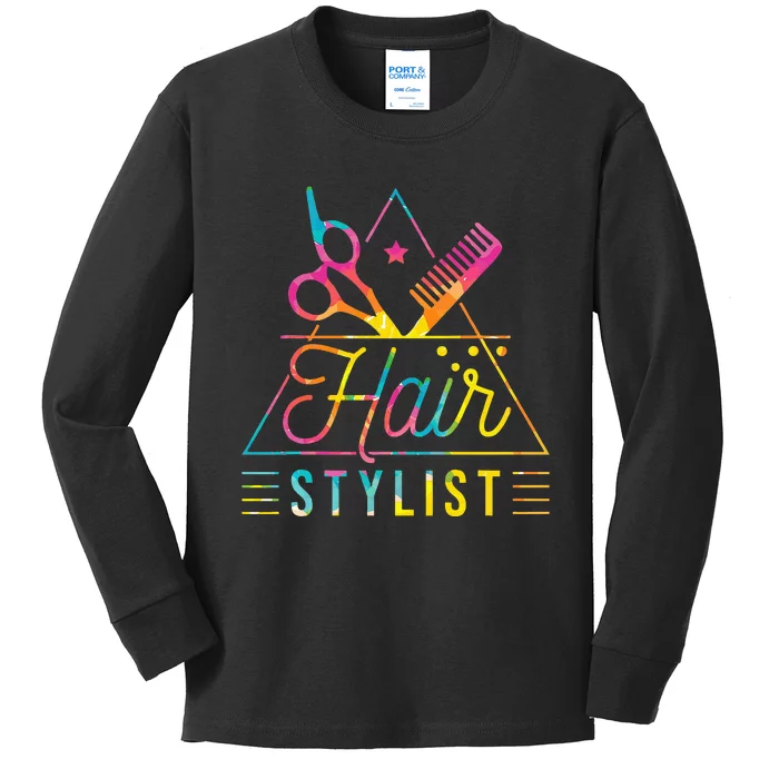 Hair Stylist Hair Stylist And Hair Styling Kids Long Sleeve Shirt