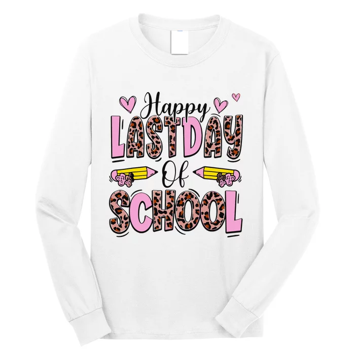 Hello Summer Happy Last Day Of School Leopard Long Sleeve Shirt