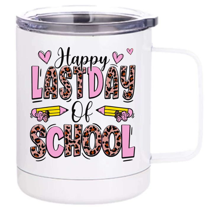 Hello Summer Happy Last Day Of School Leopard Front & Back 12oz Stainless Steel Tumbler Cup