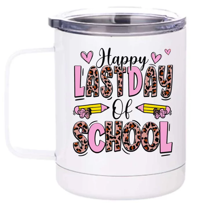 Hello Summer Happy Last Day Of School Leopard Front & Back 12oz Stainless Steel Tumbler Cup