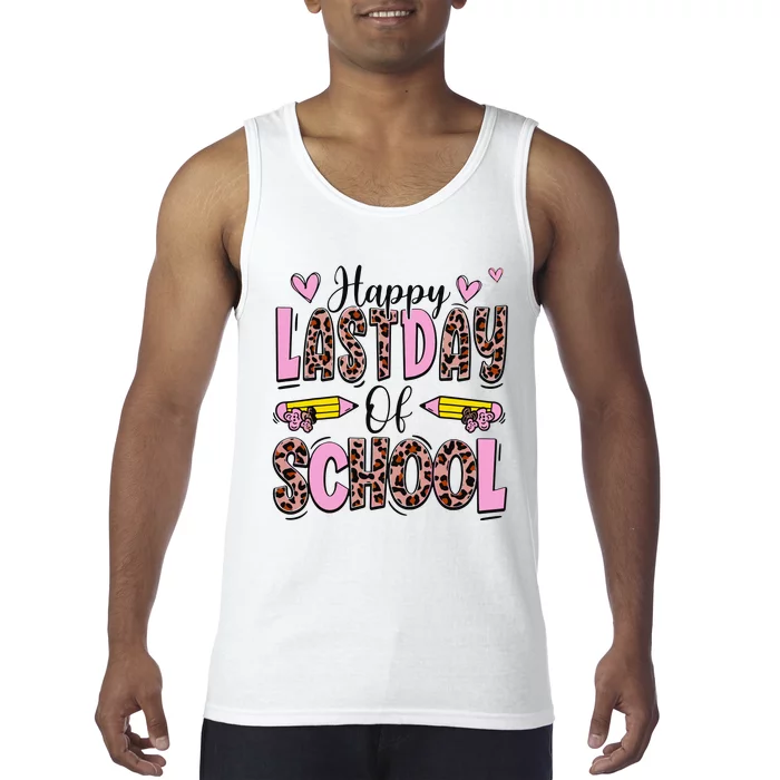 Hello Summer Happy Last Day Of School Leopard Tank Top