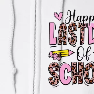 Hello Summer Happy Last Day Of School Leopard Full Zip Hoodie