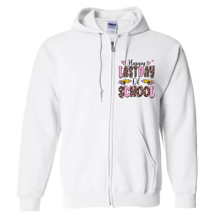 Hello Summer Happy Last Day Of School Leopard Full Zip Hoodie