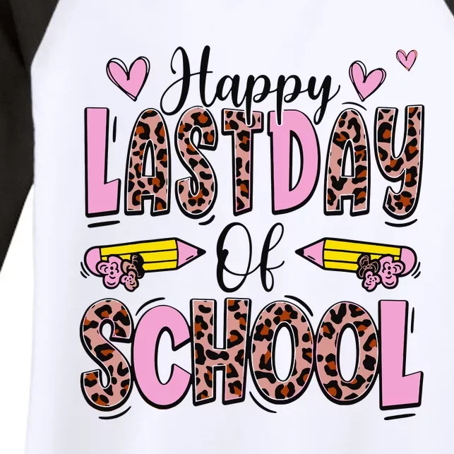 Hello Summer Happy Last Day Of School Leopard Women's Tri-Blend 3/4-Sleeve Raglan Shirt