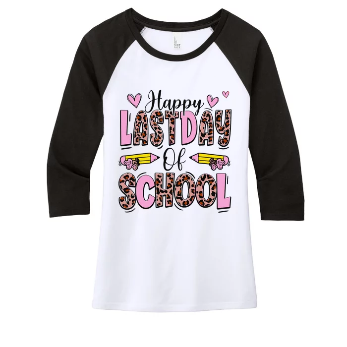 Hello Summer Happy Last Day Of School Leopard Women's Tri-Blend 3/4-Sleeve Raglan Shirt