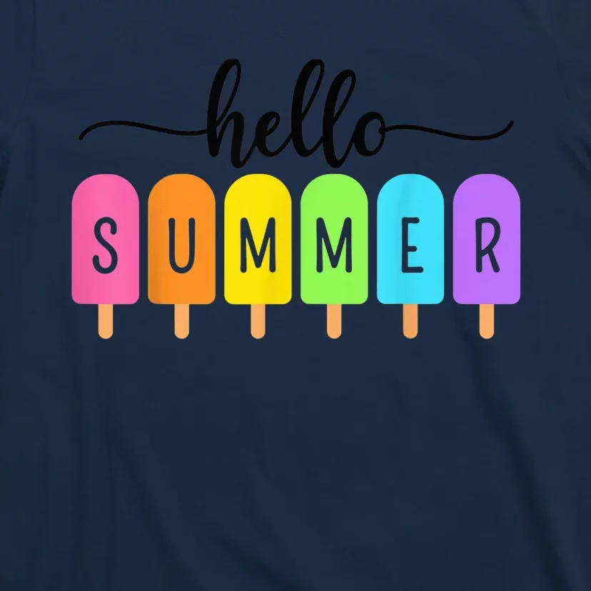 Hello Summer Ice Cream Family Vacation Popsicle Ice Beach T-Shirt