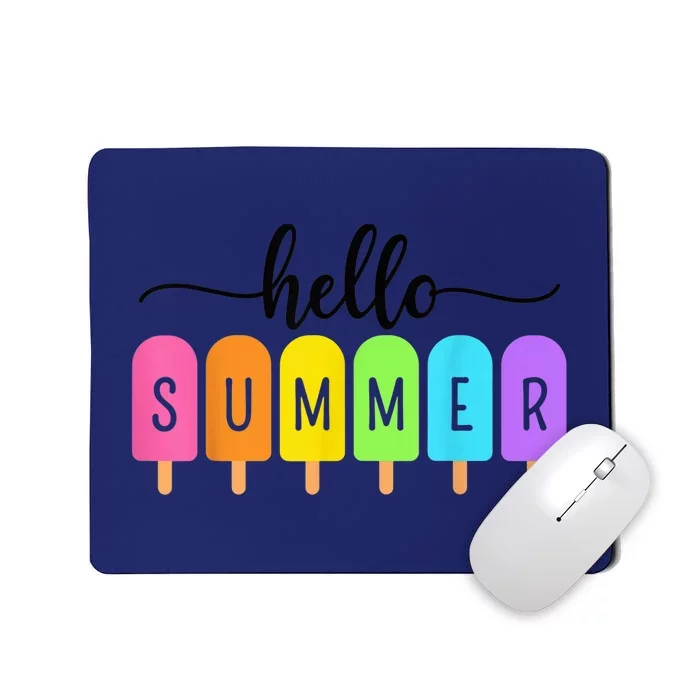 Hello Summer Ice Cream Family Vacation Popsicle Ice Beach Mousepad