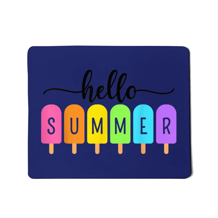 Hello Summer Ice Cream Family Vacation Popsicle Ice Beach Mousepad