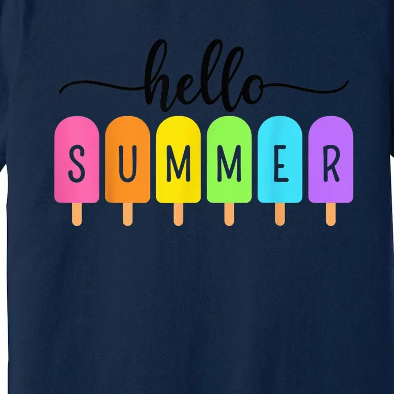 Hello Summer Ice Cream Family Vacation Popsicle Ice Beach Premium T-Shirt