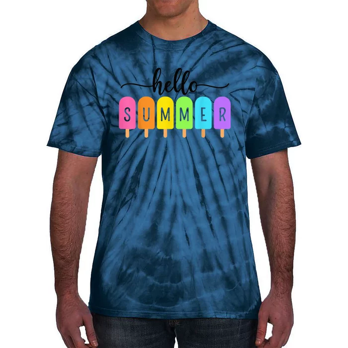 Hello Summer Ice Cream Family Vacation Popsicle Ice Beach Tie-Dye T-Shirt