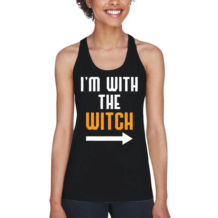 Halloween Shirts Im With The Witch Funny Halloween Women's Racerback Tank