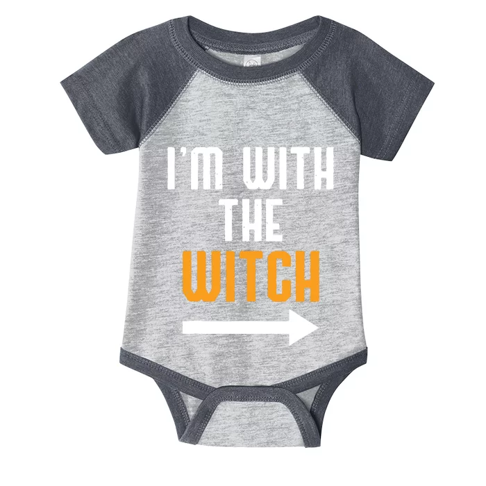 Halloween Shirts Im With The Witch Funny Halloween Infant Baby Jersey Bodysuit