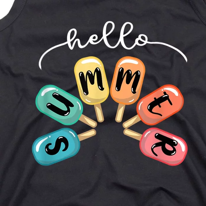 Hello Summer Ice Cream Popsicle Lovers Summer Tank Top