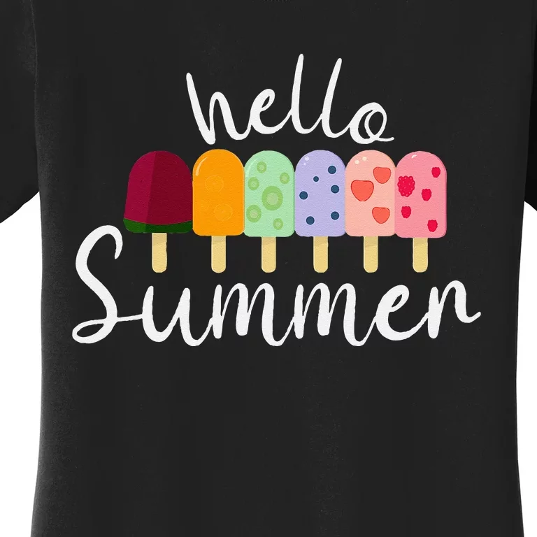 Hello Summer Ice Cream Popsicle Dessert Lover Women's T-Shirt