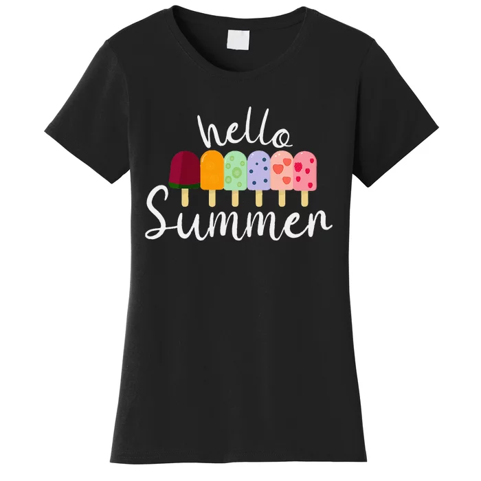 Hello Summer Ice Cream Popsicle Dessert Lover Women's T-Shirt