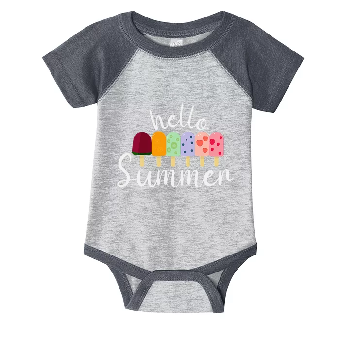 Hello Summer Ice Cream Popsicle Dessert Lover Infant Baby Jersey Bodysuit