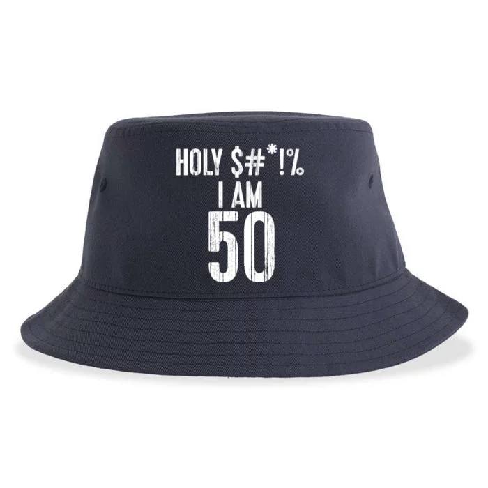 Holy Shit Im 50 | Funny 50th Birthday Gift Sustainable Bucket Hat