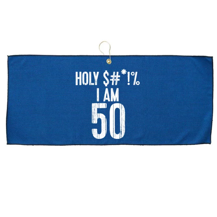 Holy Shit Im 50 | Funny 50th Birthday Gift Large Microfiber Waffle Golf Towel