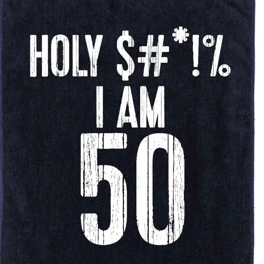 Holy Shit Im 50 | Funny 50th Birthday Gift Platinum Collection Golf Towel