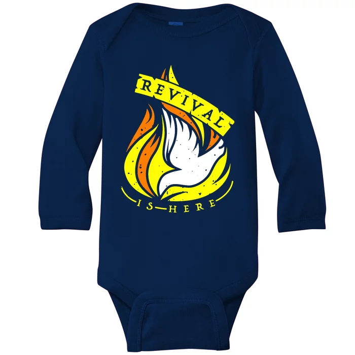 Holy Spirit Is Fire Of Revival Is Here Christian Baby Long Sleeve Bodysuit