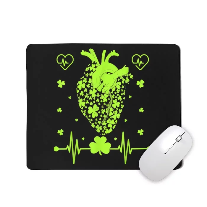 Heartbeat Shamrock Irish Lucky Clover St Patricks Day Gifts Mousepad