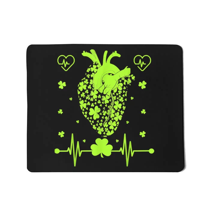 Heartbeat Shamrock Irish Lucky Clover St Patricks Day Gifts Mousepad